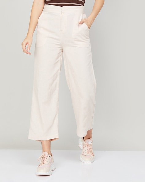 Buy White Mid Rise Striped Pants For Women Online in India | VeroModa