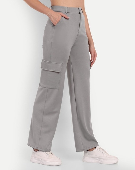 Grey Pocket Detailed Cargo Trousers – Montivo