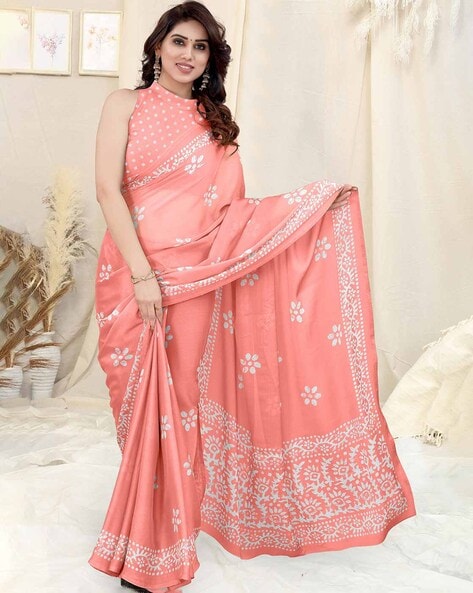 Vishal Prints Dark Peach Printed Fancy Chiffon Saree With Core Piping