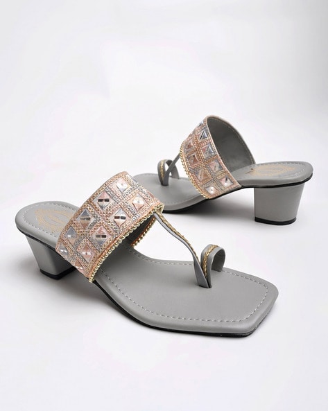 Buy Grey Heeled Sandals for Women by Shoetopia Online Ajio