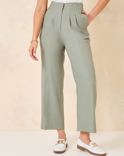 Buy Olive Trousers & Pants for Women by Styli Online | Ajio.com