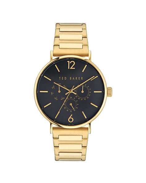 Ted Baker Men's Daquir Black Leather Strap Watch 40mm - Macy's