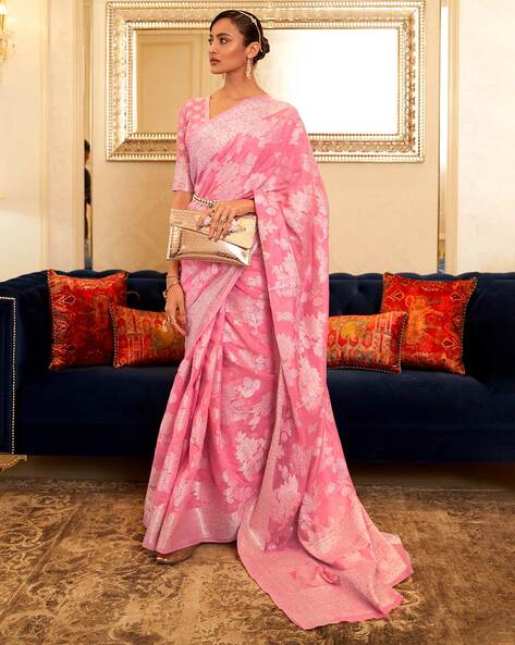 Buy Pink Sarees for Women by Saree mall Online