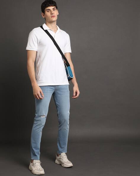 Calvin Klein Jeans Men Lightly Washed Distressed Skinny Fit Jeans