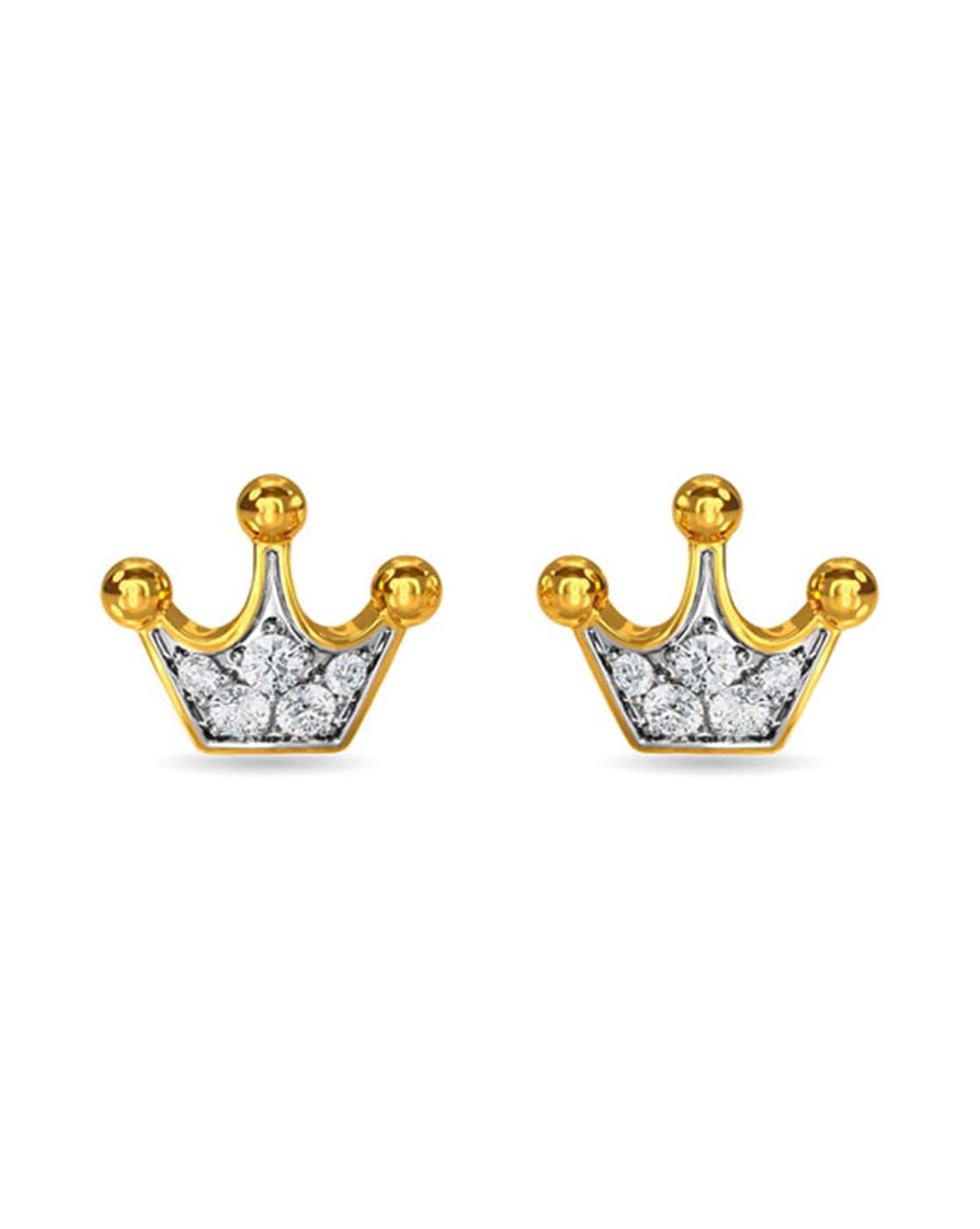 Gold Crown 5 Point Diamond Paved Earrings 14K Yellow Gold | Blacy's Fi–  Blacy's Vault