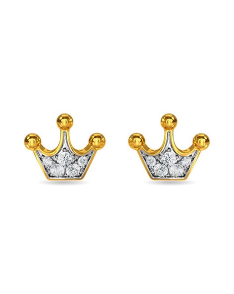 Buy 18k Hypoallergenic Gold Crown Screw Back Safety Stud Earrings for  Babies, Girls, and Infants. (yellow-gold) at Amazon.in