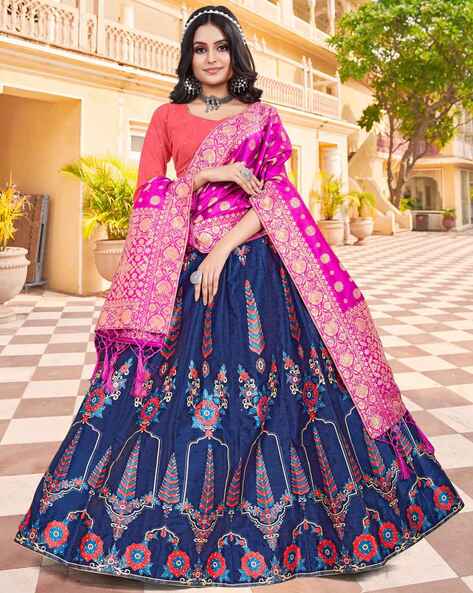 Buy Navy Blue Lehenga Choli Sets for Women by Ishu Fab Online