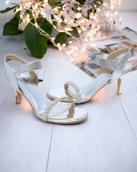 Silver Metallic Low Block Heel Sandals | New Look