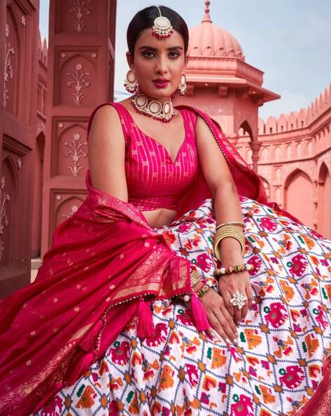 Pink Leheriya Printed Lehenga Choli for Wedding - Dress me Royal