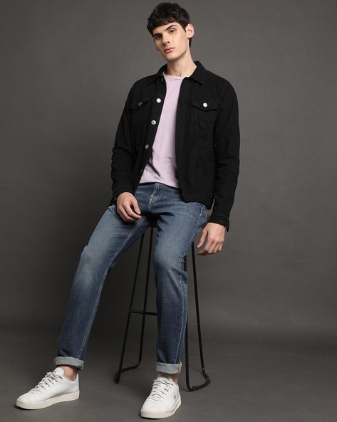 Calvin Klein Jeans cropped 90s jacket in black wash | ASOS