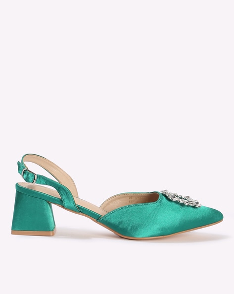 Green best sale embellished shoes