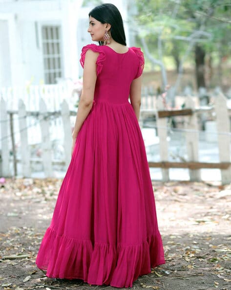 Zapaka Women Pink A-Line Strapless Tiered Long Corset Prom Dress – ZAPAKA