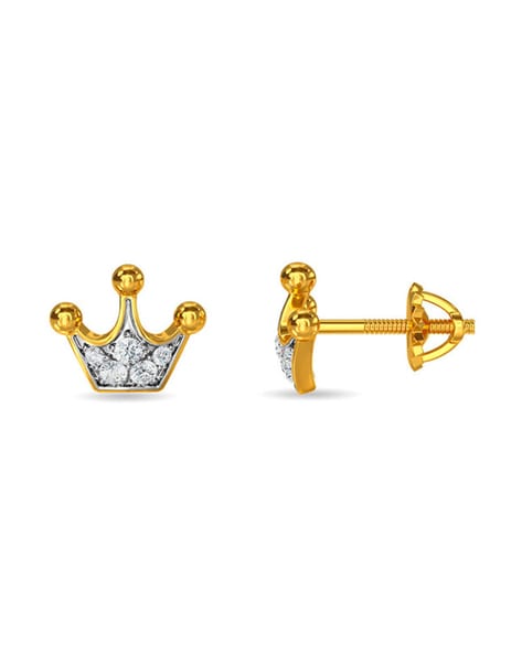 Lab Grown Diamond Stud Earrings | Crown Stud Earrings
