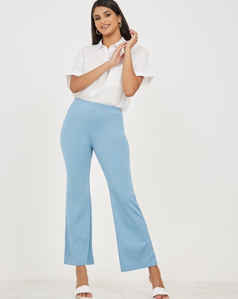 Buy Blue High Rise Flared Pants for Women Online