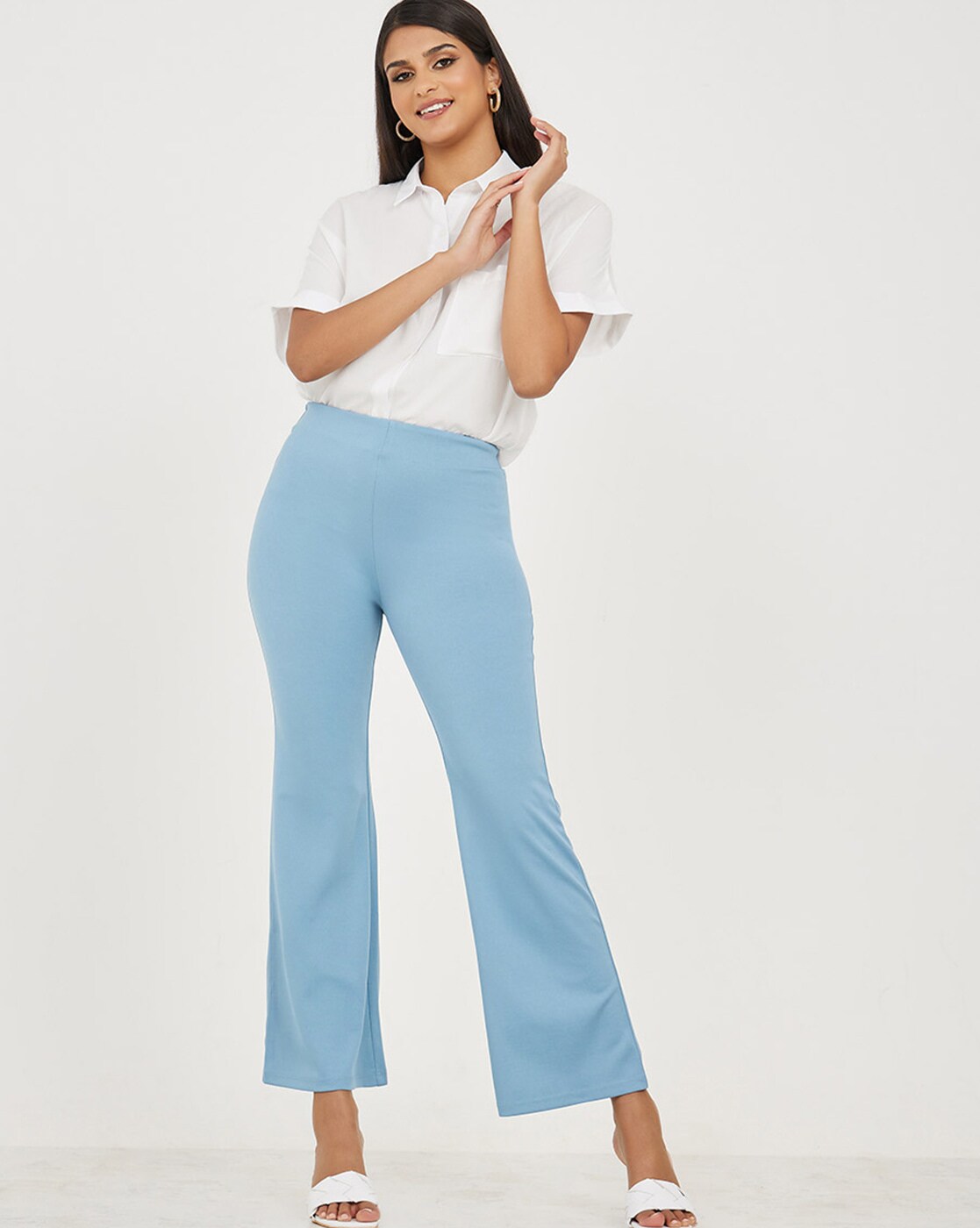 Buy Blue Trousers & Pants for Women by Styli Online