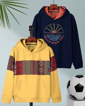 Pack of 2 Graphic Print Hoodies with Kangaroo Pocket-image-34