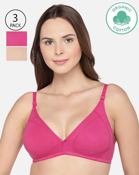 Buy Inner Sense Organic Cotton Padded Underwired Lace Bra - Pink online