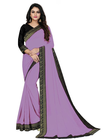 Serene Purple Black Check Design Handwoven Linen Saree With Thin Zari  Border - Loomfolks