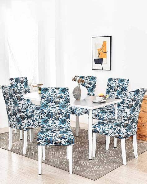 Set of Floral Print Dining Chair Covers
