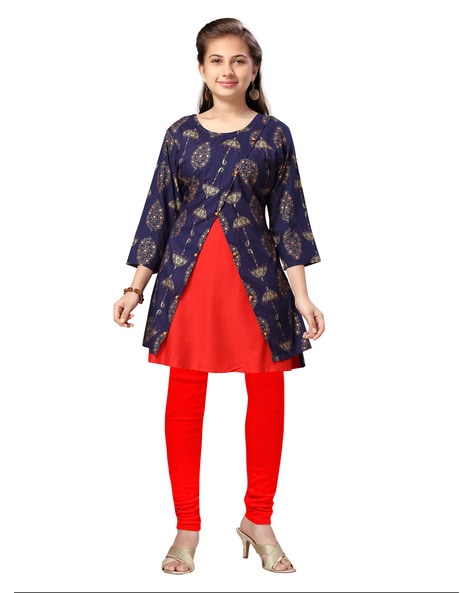 Buy Aarika Sleeveless Abstract Geometric Designed Kurta Leggings Set Red  Black for Girls (10-11Years) Online in India, Shop at FirstCry.com -  15401465