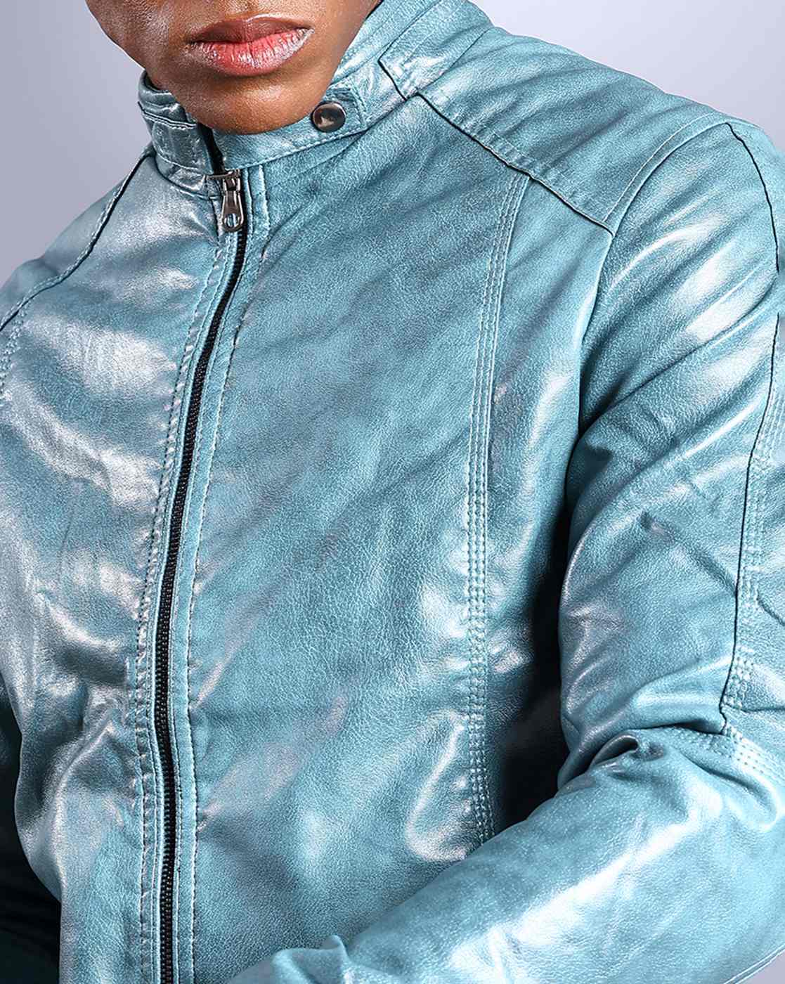 Navy Blue Baseball Leather Jacket | HipHopCloset.com
