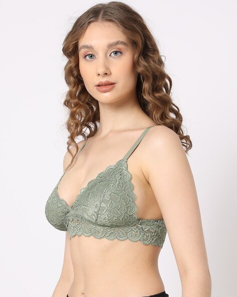 Buy EYES ON YOU NON PADDED NON WIRED RAMA GREEN BRA for Women