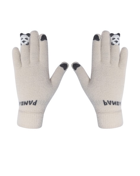 Winter Gloves with Panda Accent