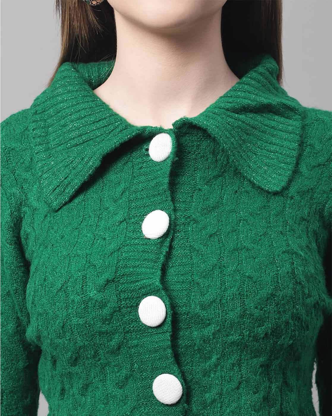 HIIT rib button lounge cardigan-Green