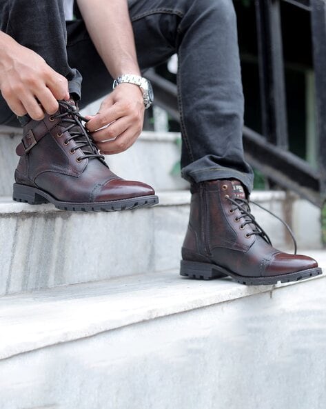 Mens lace sale up combat boots