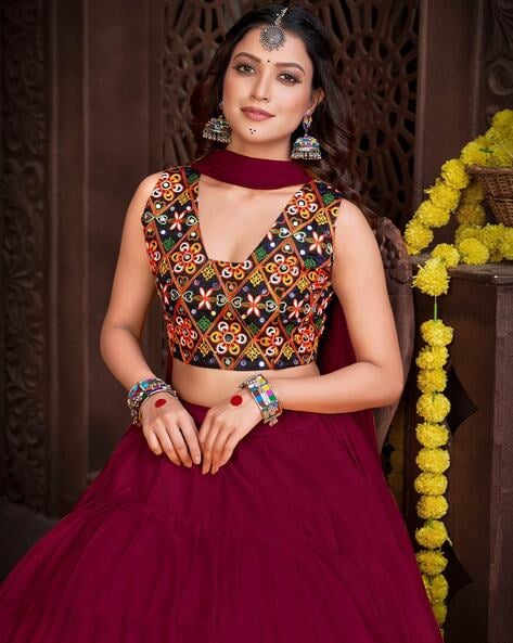 Archana Kochhar | Pink And Maroon Saree Lehenga Set | INDIASPOPUP.COM