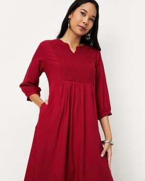 max Women Textured Notch-Neck Straight Kurta-picture-38