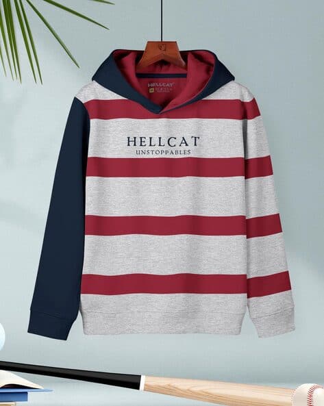 Hellcat Striped Full-Sleeves Hoodie