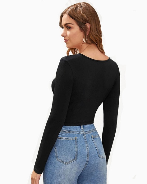 Deep Neck Black Top