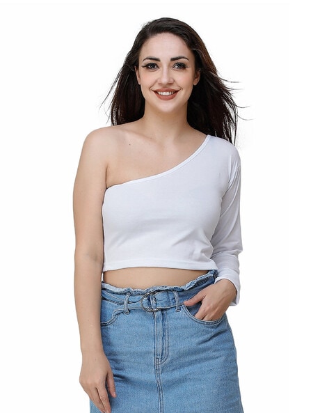 Slim Fit One-Shoulder Crop Top