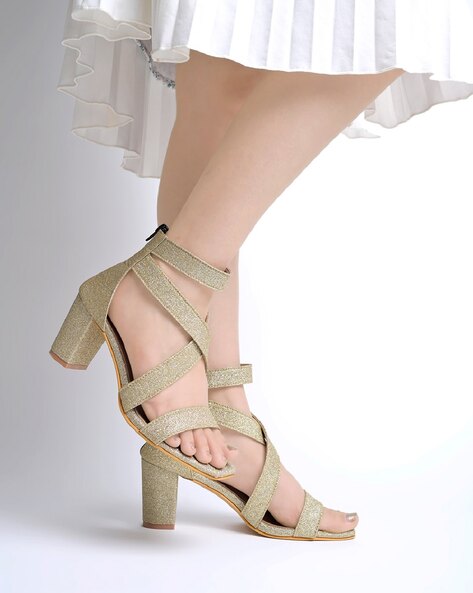 Cross strap 2025 block heels