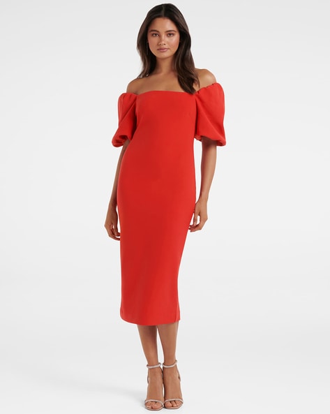 Off the shoulder bodycon cheap midi dress