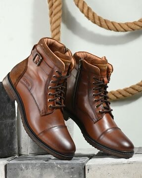 Mens real leather sales boots