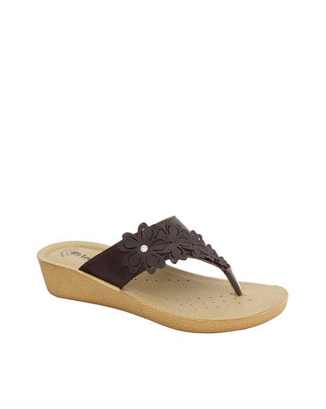 Thong-Strap Flip-Flops with Floral Applique