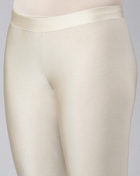 Cream Cotton Spandex Ankle Length Legging