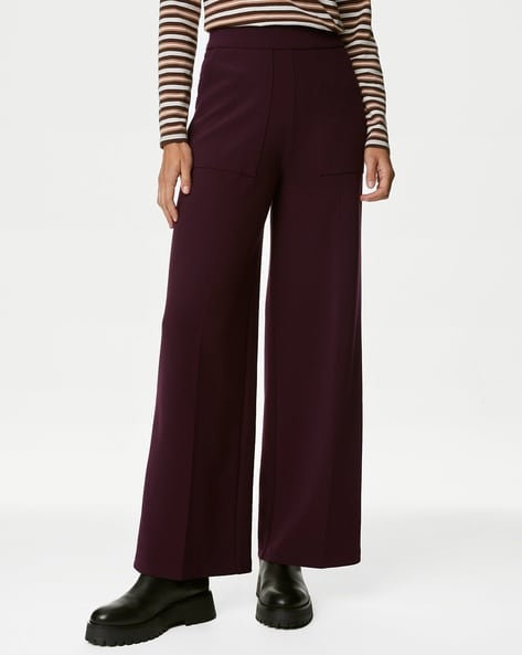 Burgundy wide-leg pants