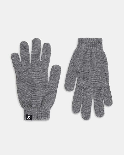 Jack & Jones Men Knitted Winter Gloves For Men (Grey, OS)