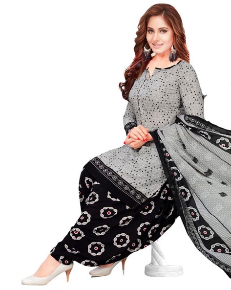 Black and White Cotton Dress Material at Rs.215/Piece in kolkata offer by  MS Shatrangi Fashions