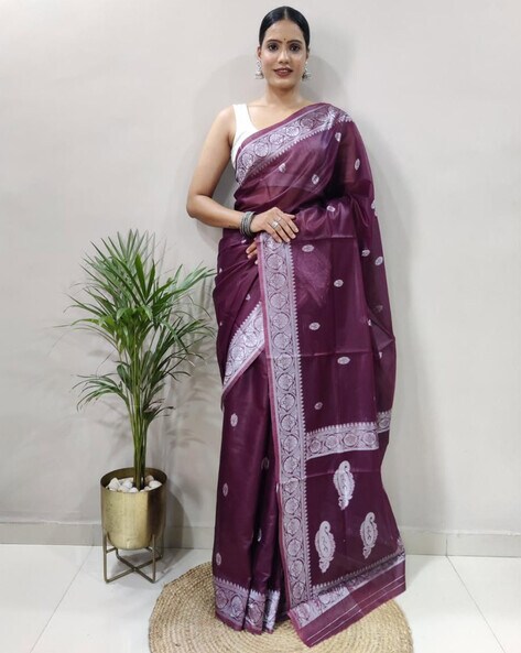 Buy PURPLE Sarees for Women by Indie Picks Online