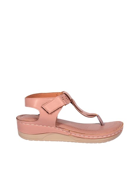 Open-Toe T-Strap Sandals with Velcro Fastening