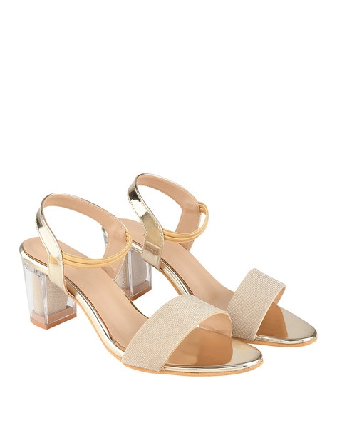 Buy Gold Heeled Sandals for Women by Shoetopia Online Ajio