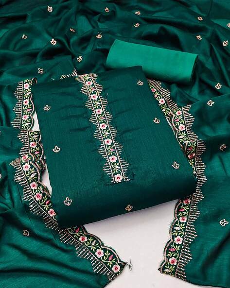 Embroidered 3-Piece Dress Material Price in India