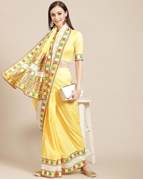 Buy Yellow Sarees for Women by Indie Picks Online