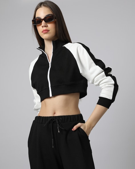 Black and 2025 white cropped sweatshirt