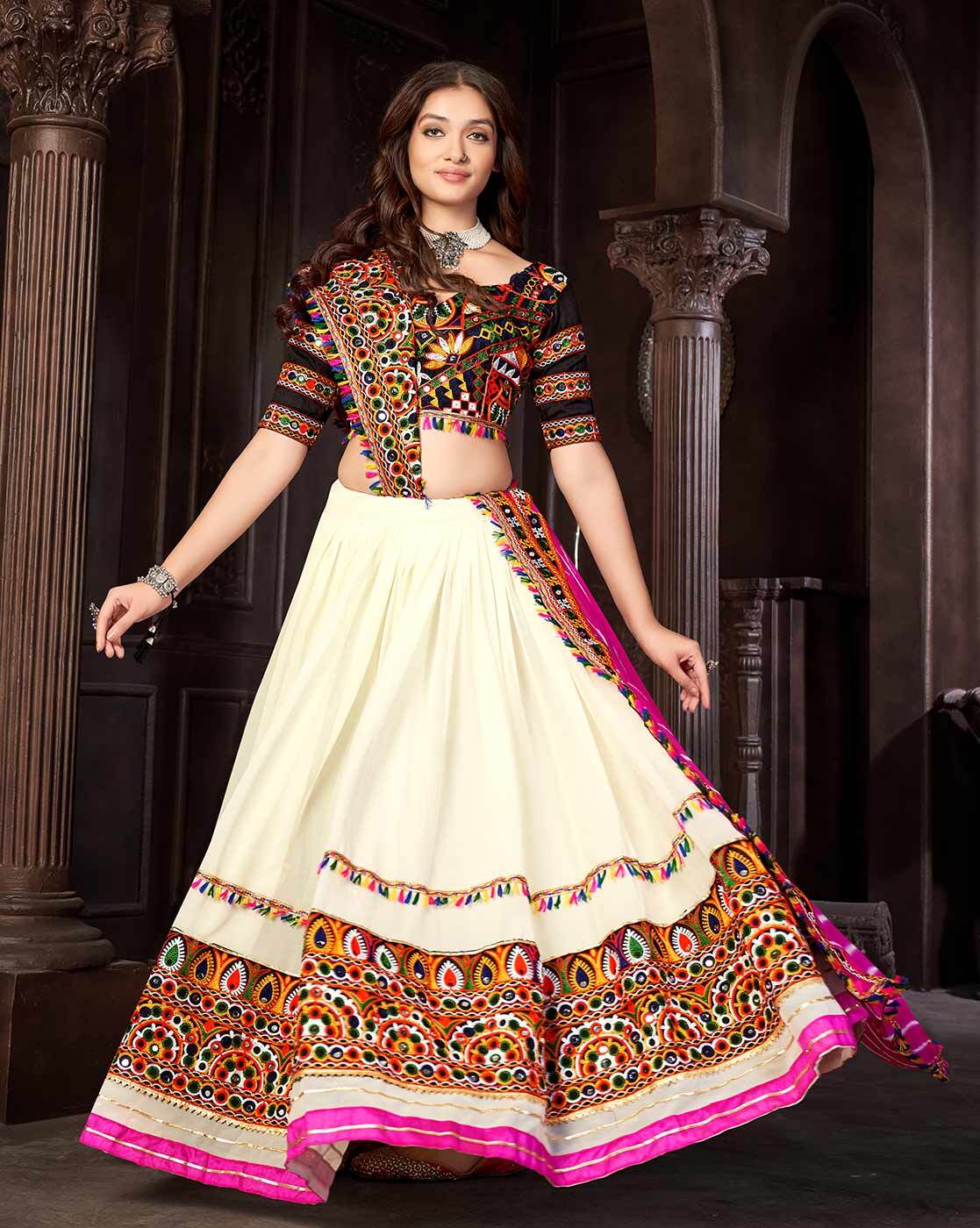 Off White Color Art Silk Embroidered Lehenga Choli