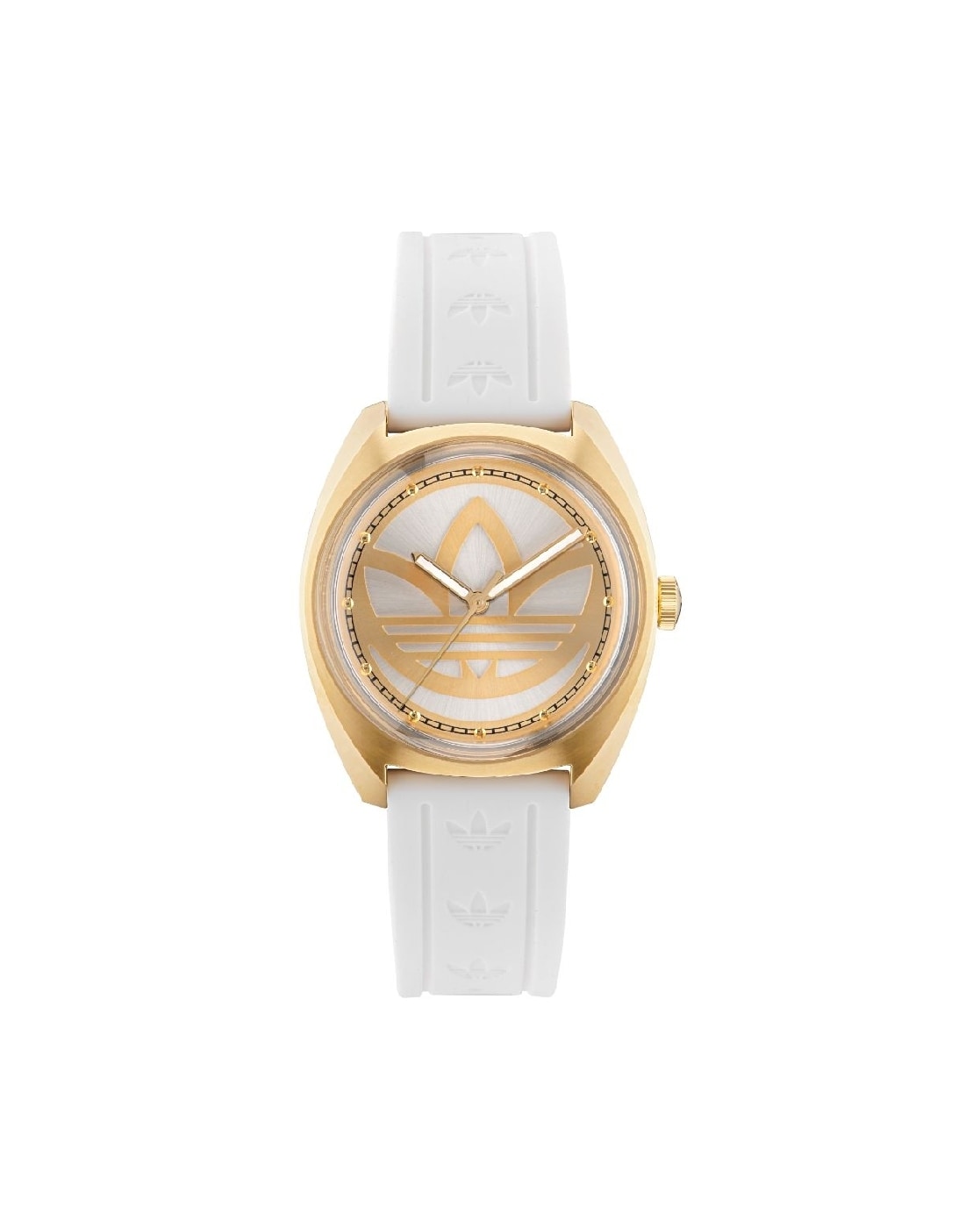 Adidas white deals and gold watch